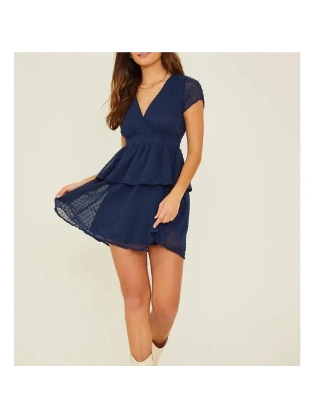 Altar'd State Navy Blue Textured Midi Dress